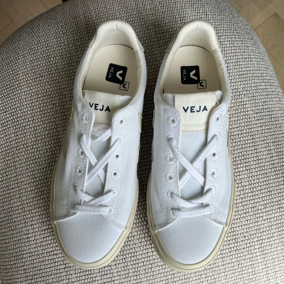 Free People + Veja Campo Canvas Sneakers in White / Pierre - Picture 5 of 7
